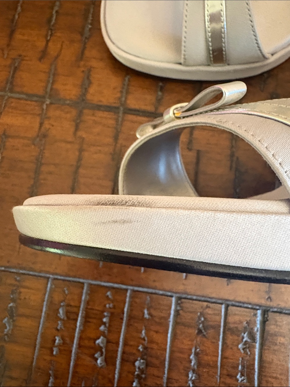 Unlisted by Kenneth Cole Silver Slingback Sandal Heels with Bow Detail - Picture 11 of 11